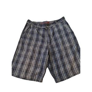 Reunion Men's 32x10 Blue Plaid Flat Front Cotton Shorts Skater Grunge Outdoor